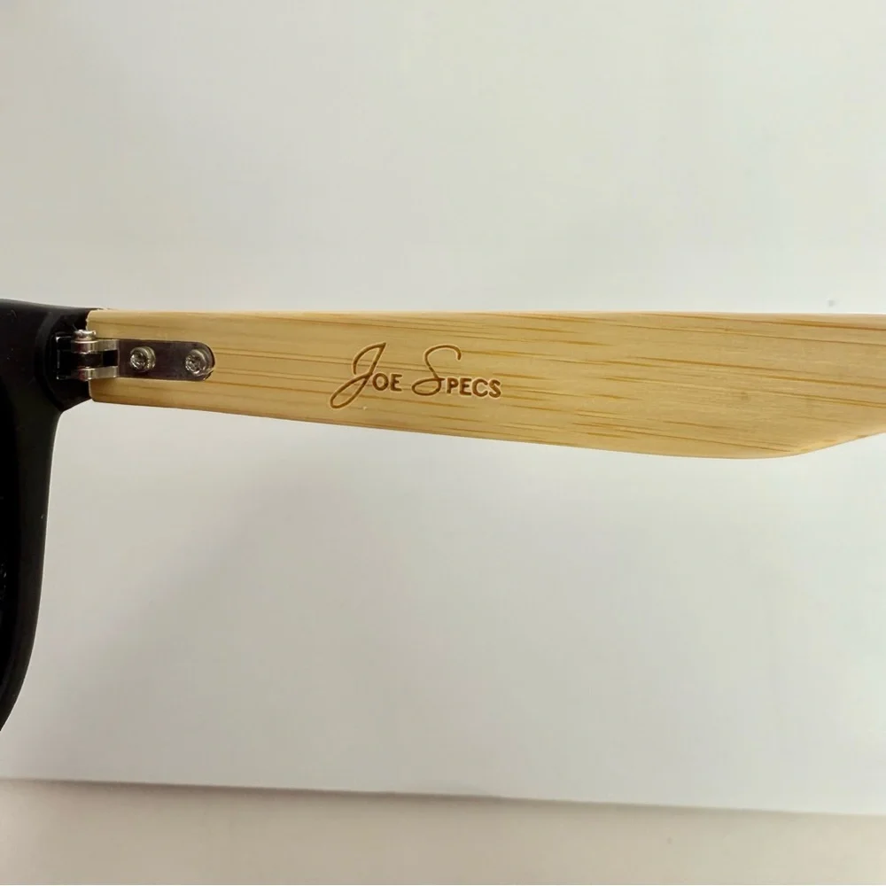 JOE’S SPECS 2 PAIR Black & Bamboo/Faux Wood Frame Sunglasses UV 400 NEW - Picture 10 of 16